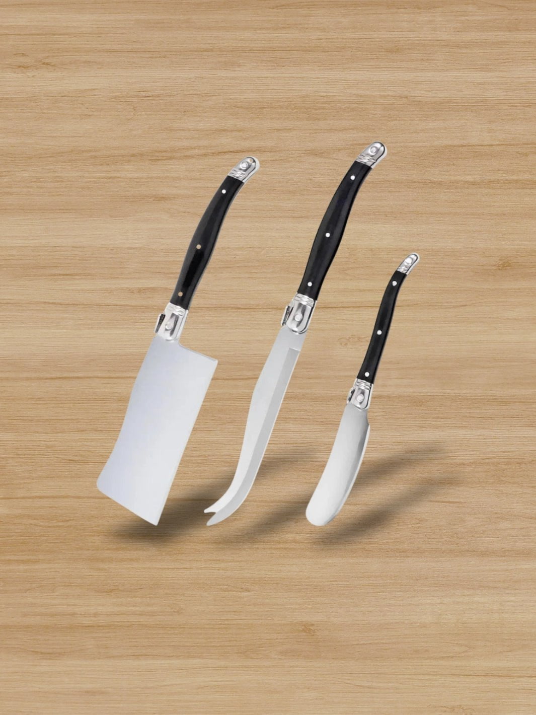 Couteau à Fromage pizza, fromage, beurre, noir ABS 2CR14SS 3 Pcs (B)