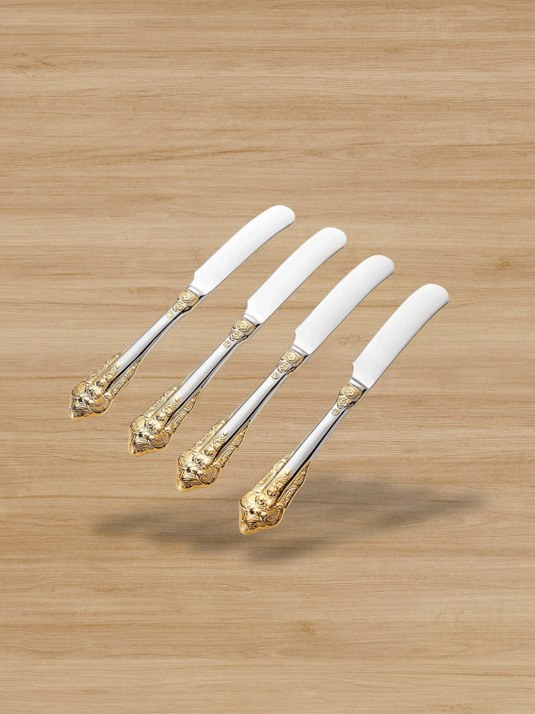 Couteau à Fromage spatule à beurre de 6.8 pouces 4pcs-Plaqué Or