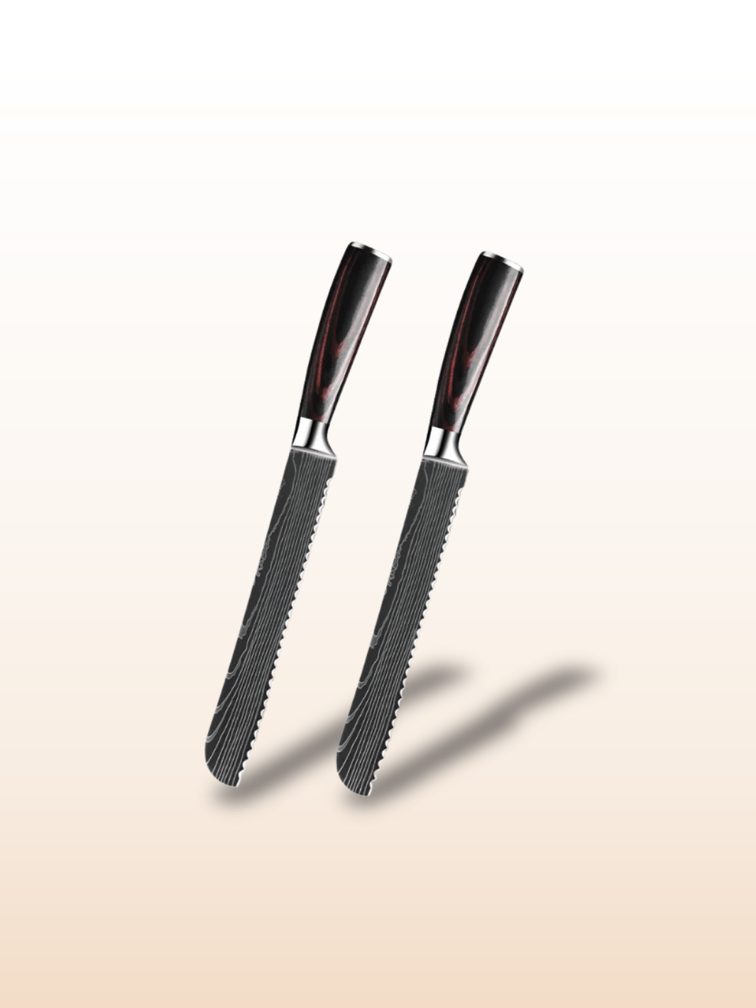 Couteau à Pain 8 pouces damas lazer Bois 2 pcs