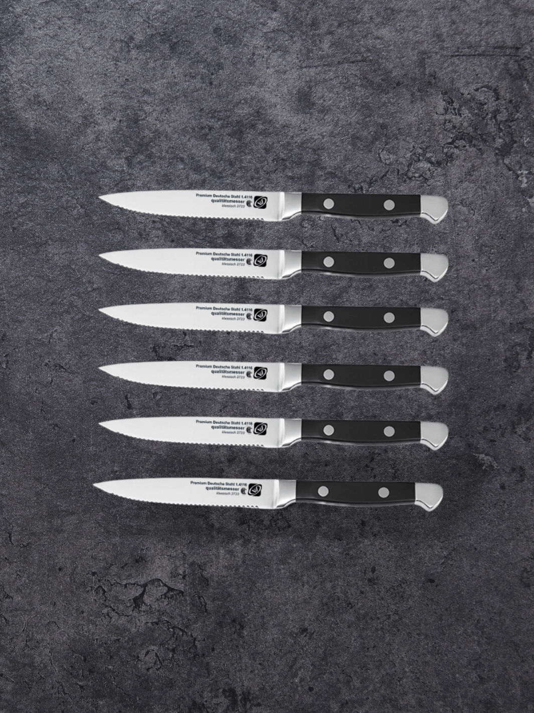 Couteau à Steak manche noir lustré 6 Pcs Set
