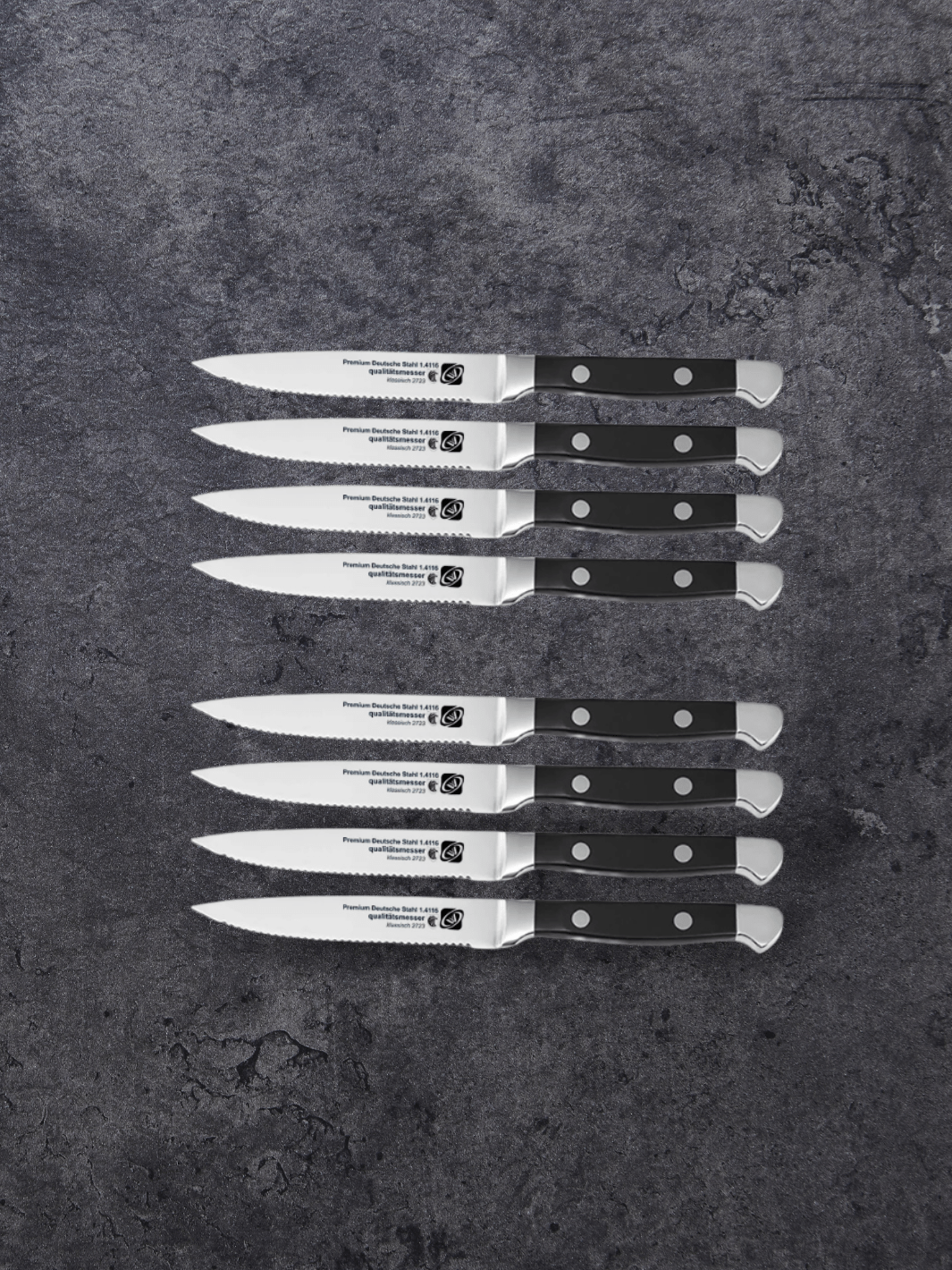 Couteau à Steak manche noir lustré 8 Pcs Set