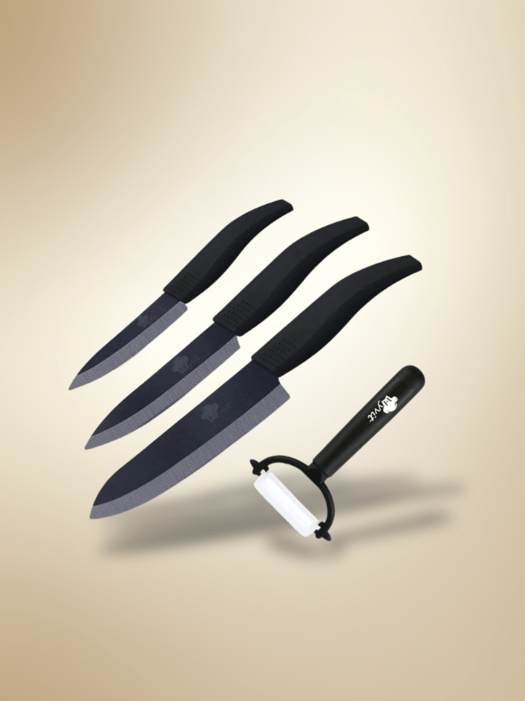 Couteau Céramique | zircone utilitaire noirs 3.4.5 pouces / Stock principal