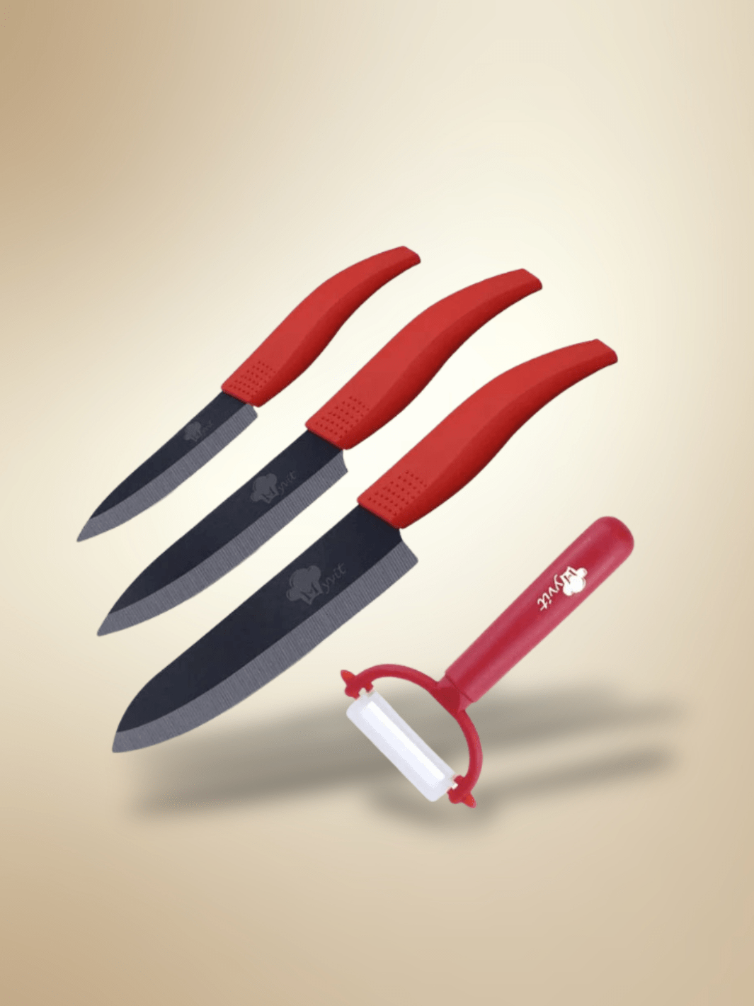 Couteau Céramique | zircone utilitaire rouges 3.4.5 pouces / Stock principal