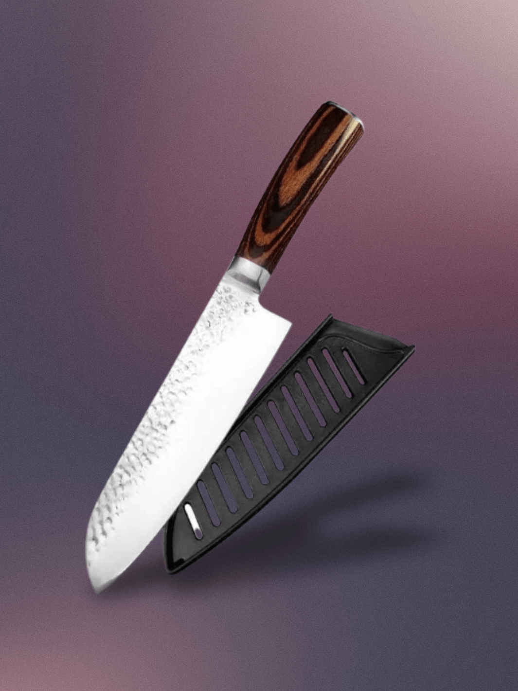 Couteau de Cuisine 7 pouces teneur en carbone Couteau Santoku de 7 pouces