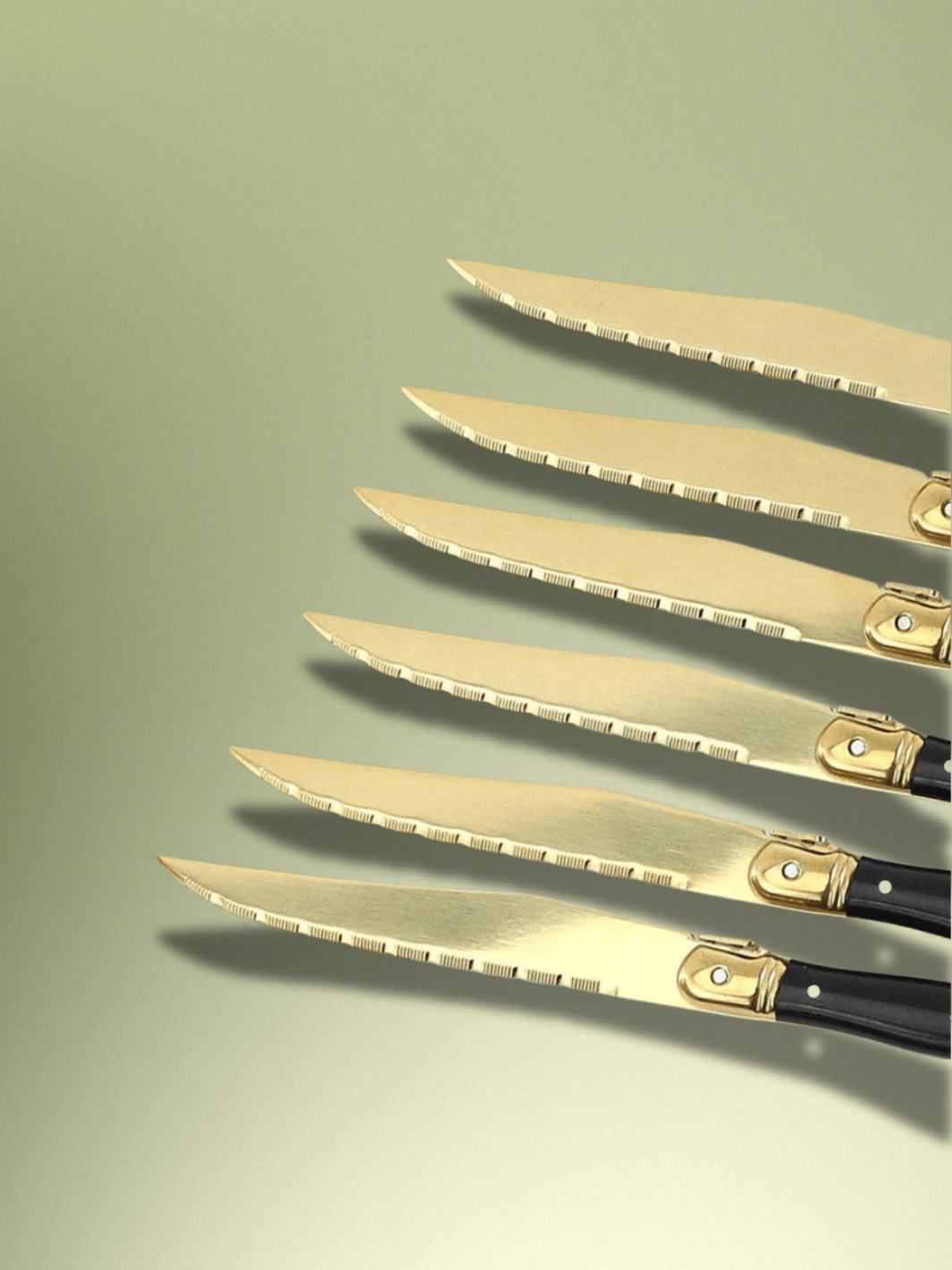 Couteau Laguiole doré et noir 23CM 4-12 pièces