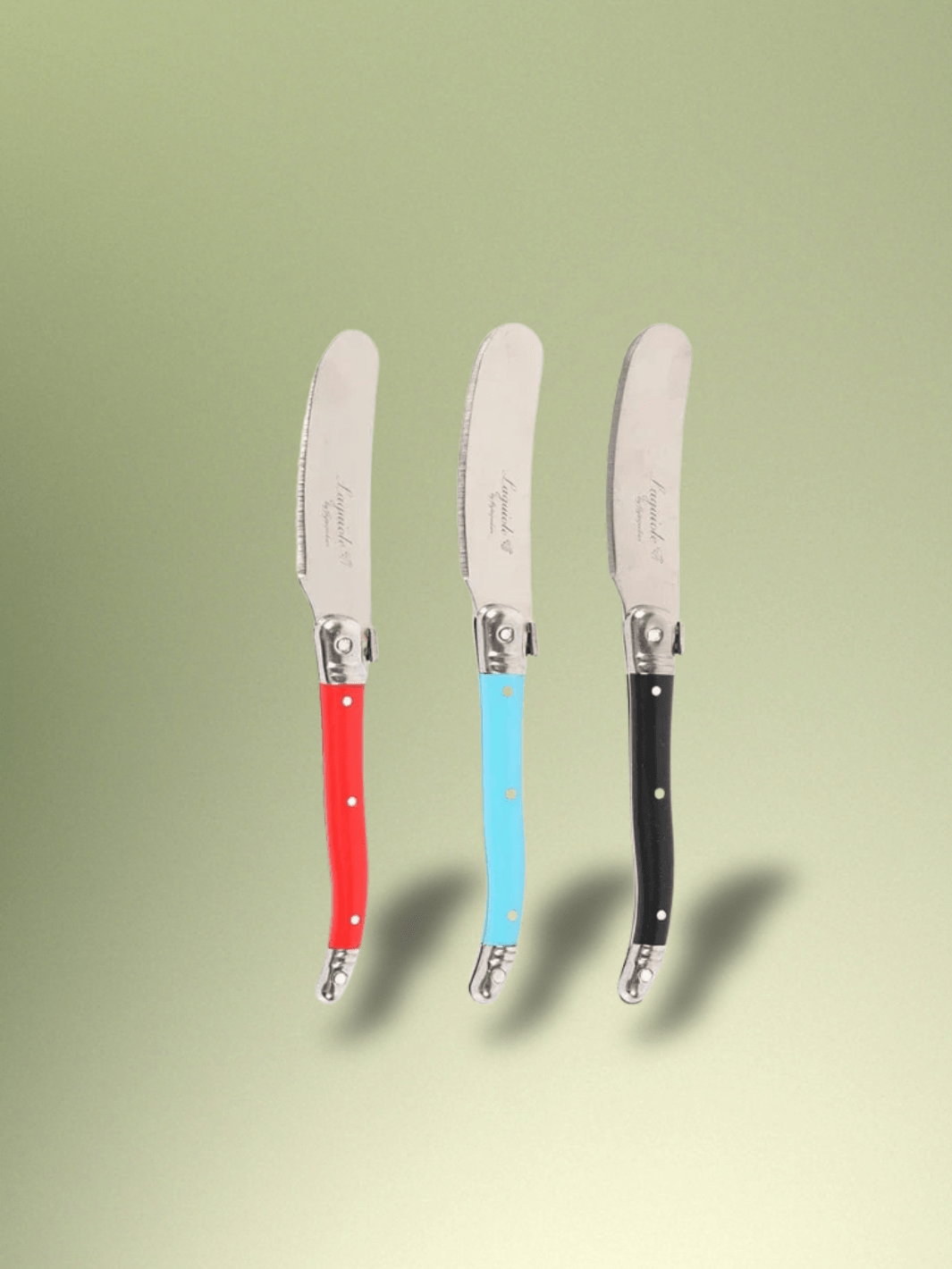 Couteau Laguiole épandeurs de fromage noir rouge bleu