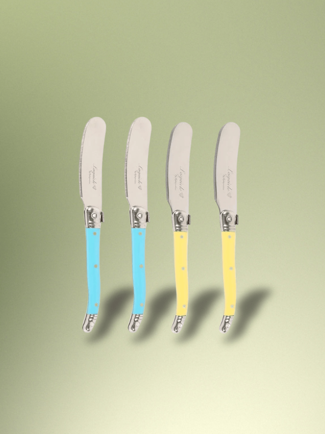 Couteau Laguiole épandeurs de fromage 2 Pièces Bleues 2 Pièces jaunes