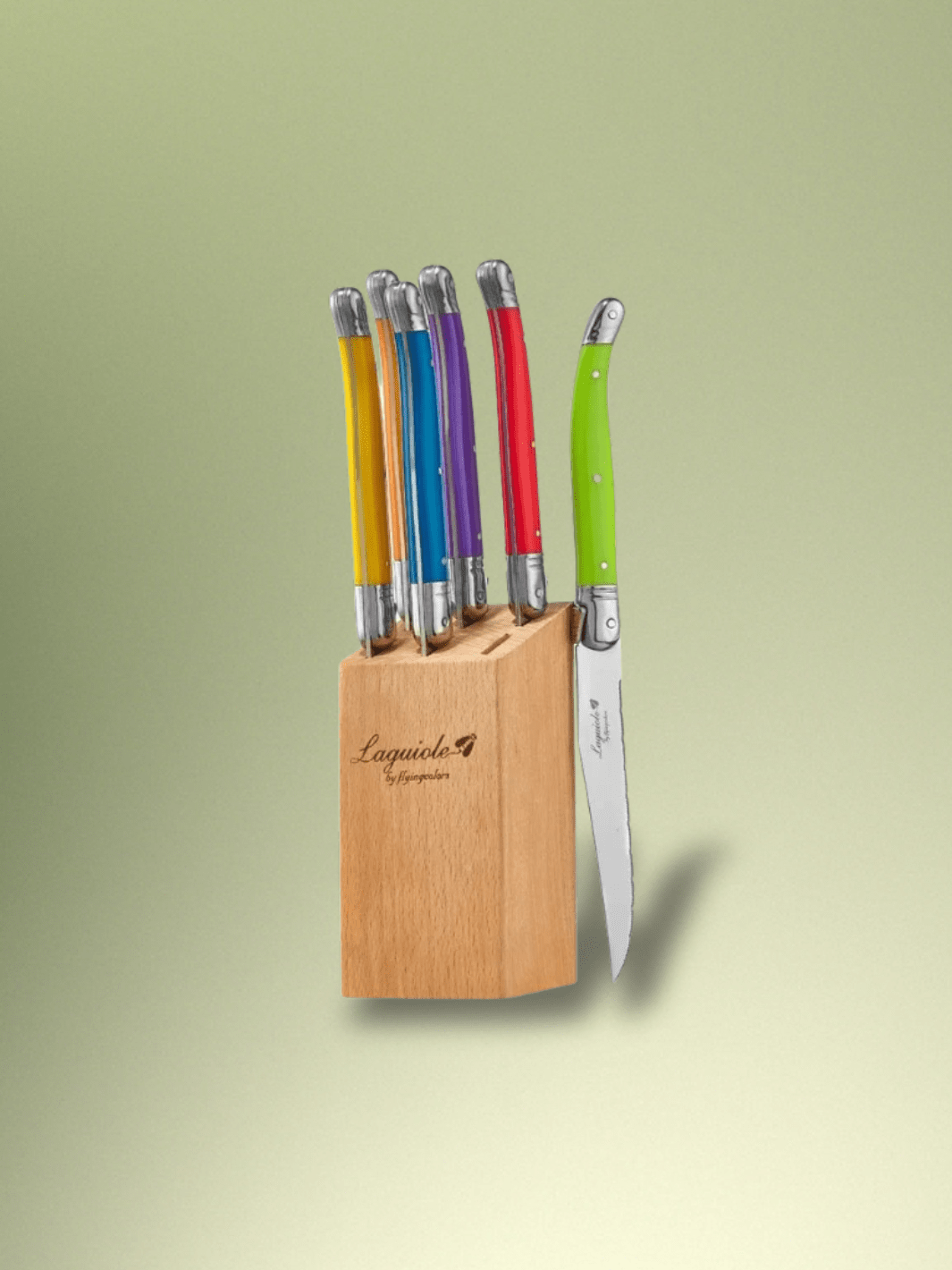 Couteau Laguiole | support en bois 6 Pièces multicolores avec base