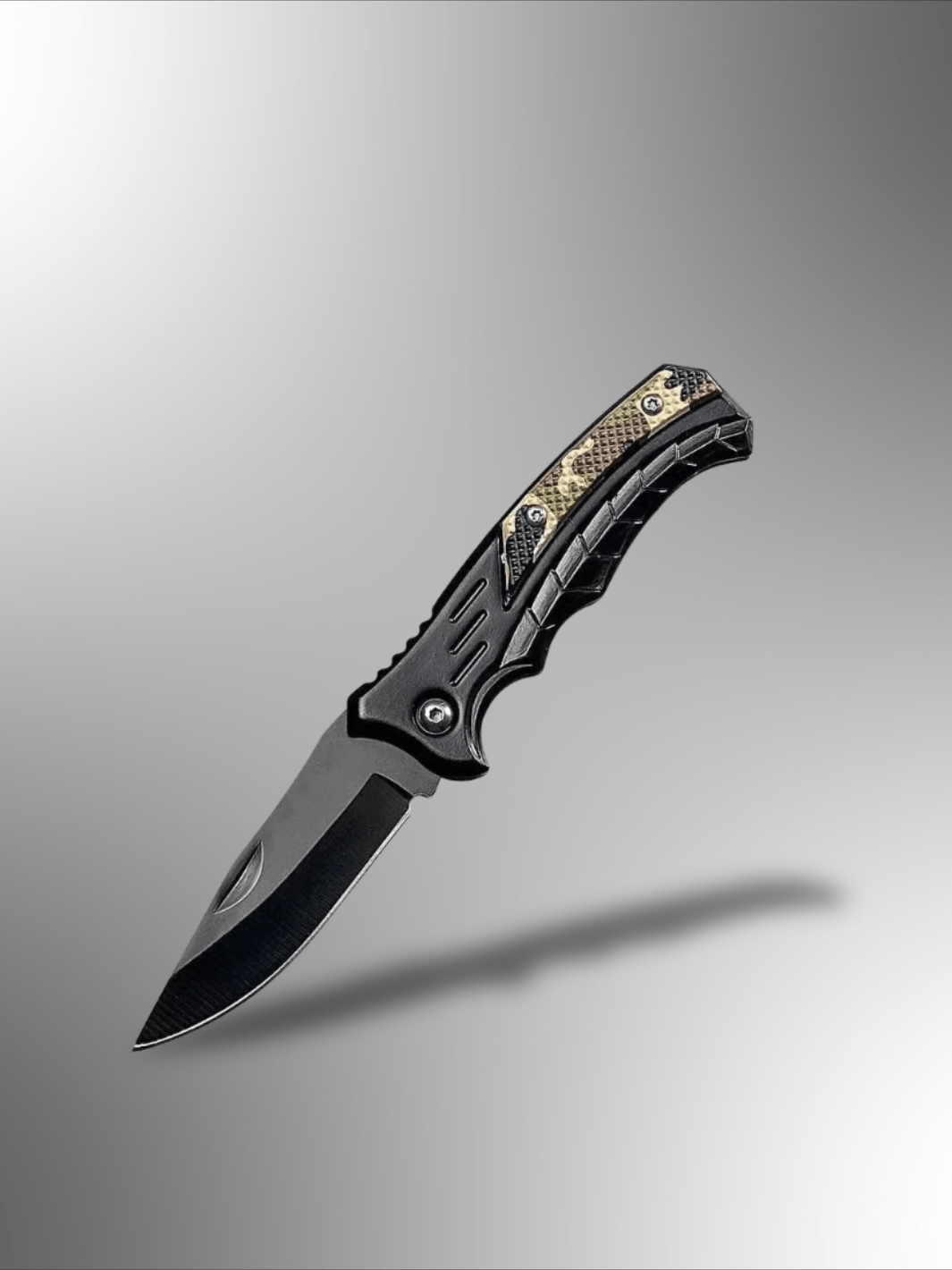 Couteau Pliant | couteaux en acier manche noir mat Camouflage