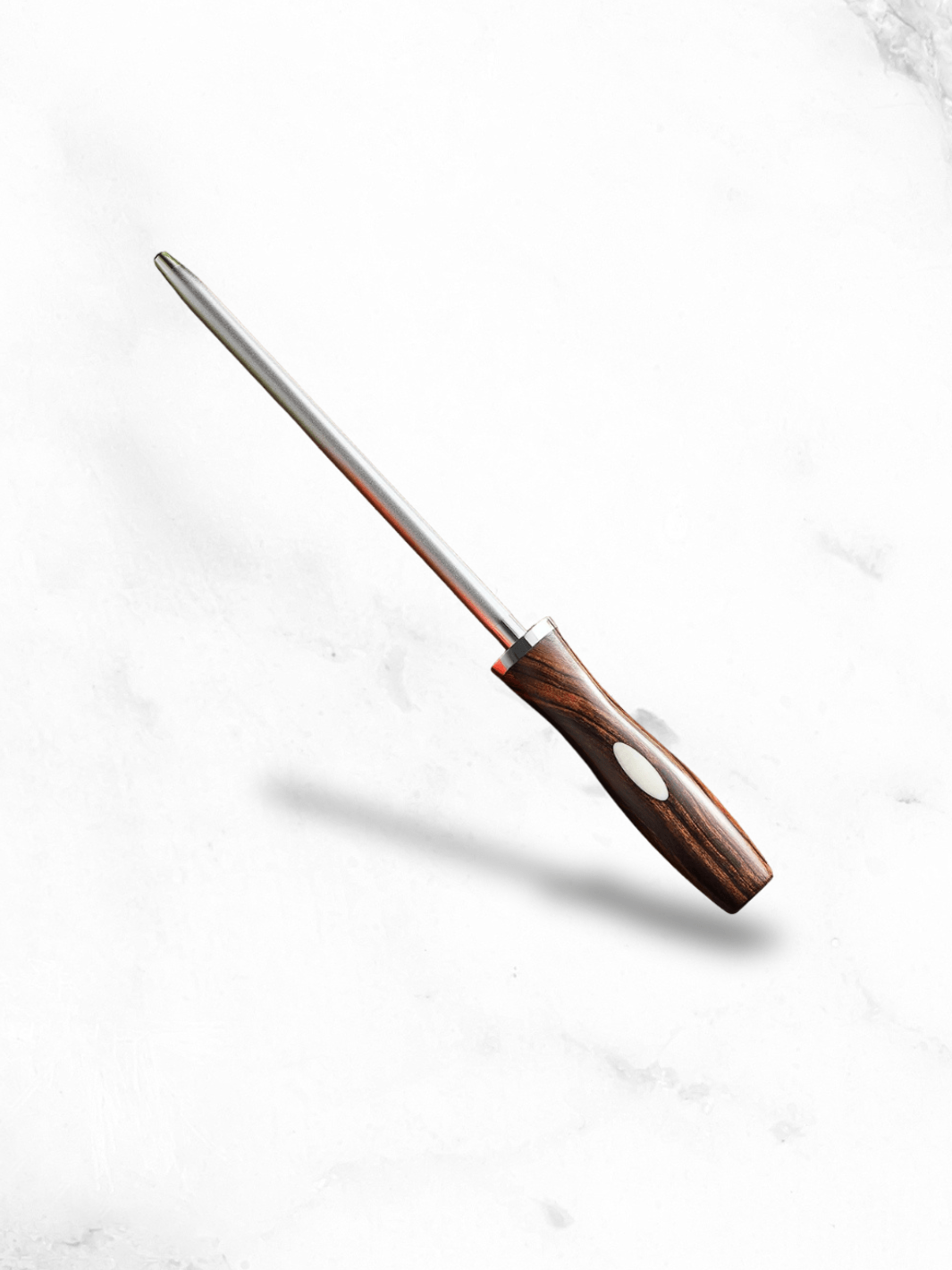Fusil à Aiguiser <br> Tige d'affûtage en acier, manche en bois marron et blanc L