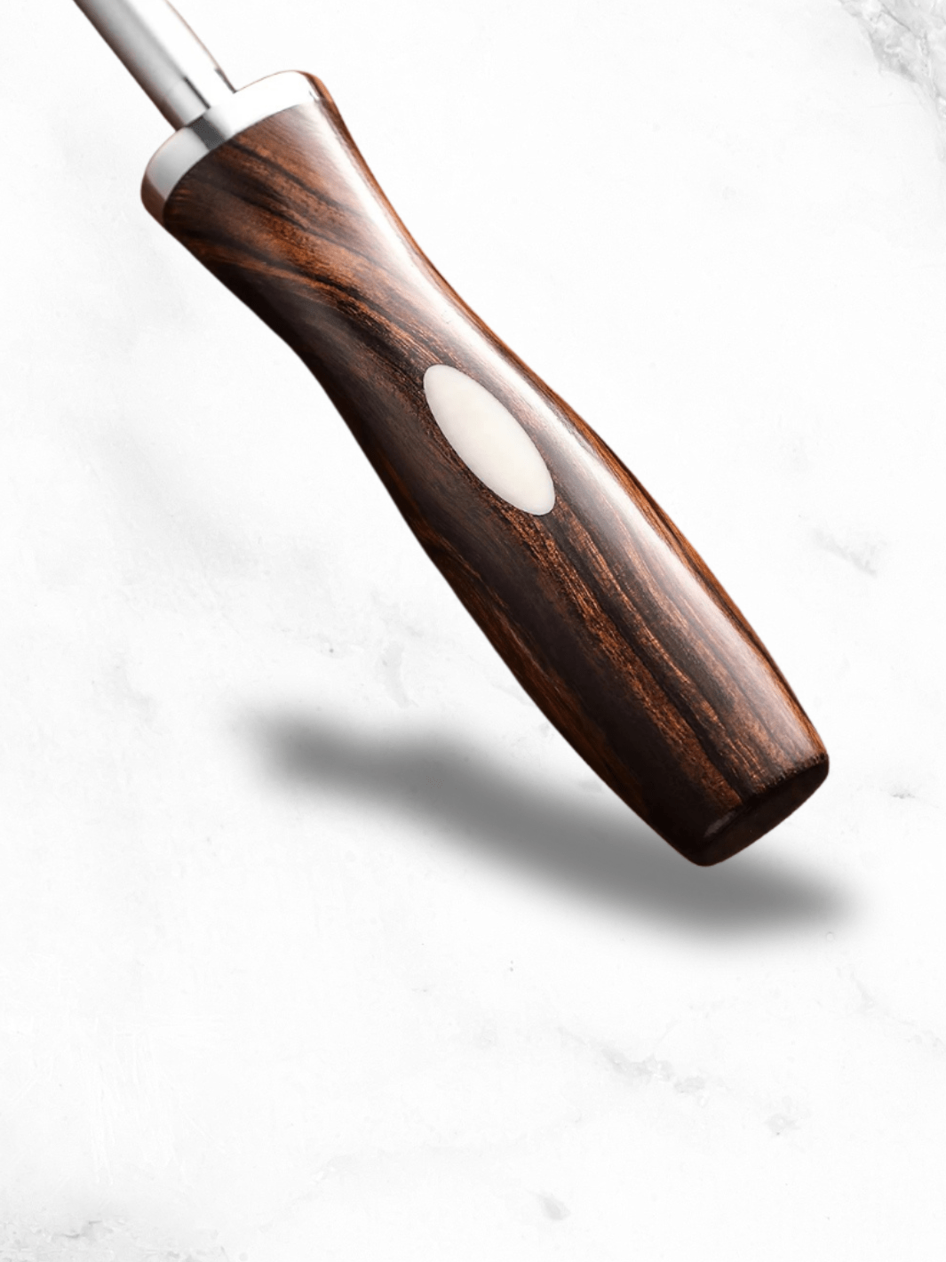 Fusil à Aiguiser <br> Tige d'affûtage en acier, manche en bois marron et blanc L