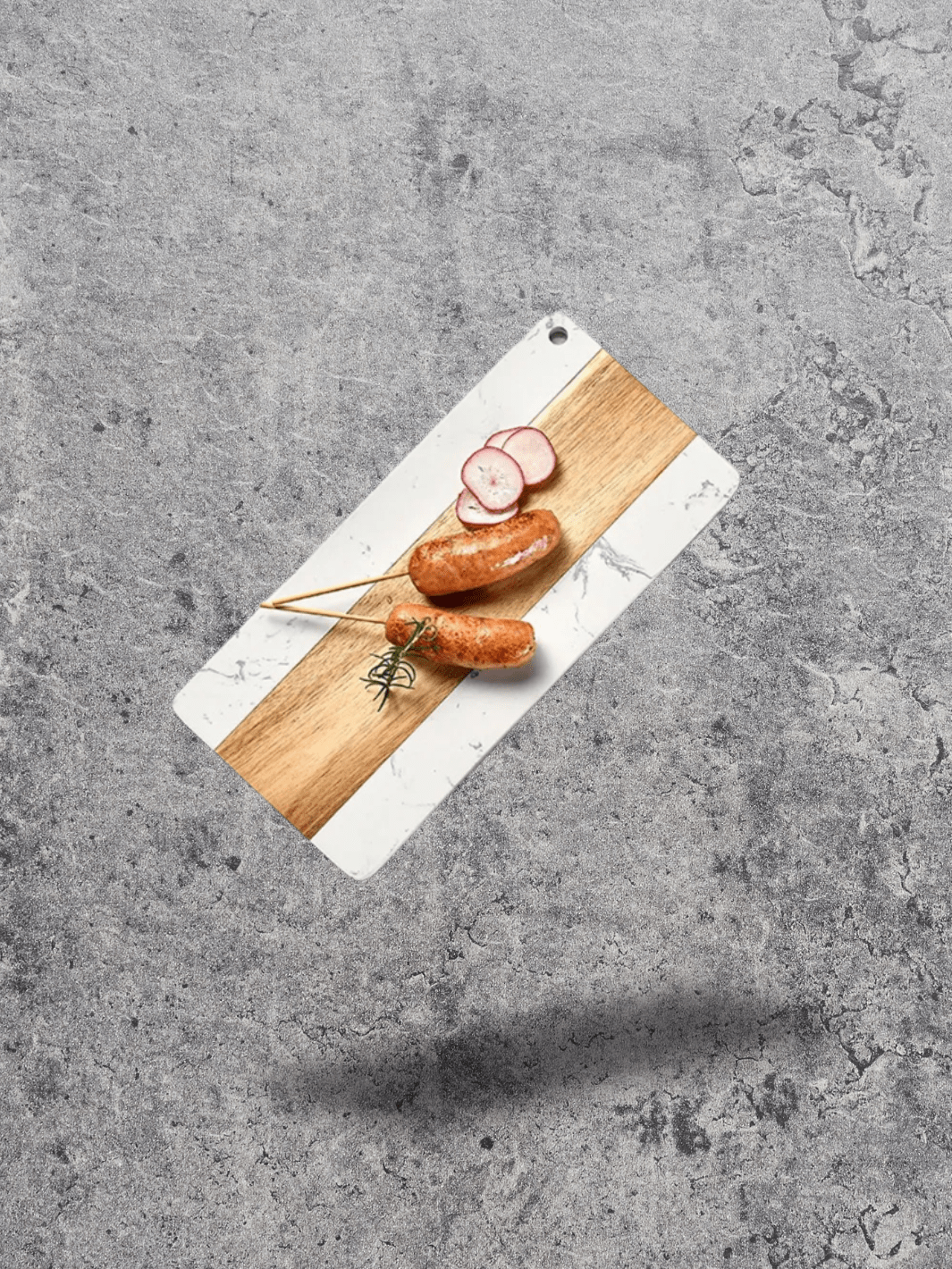 Planche à découper <br> en bois et marbre 35x16.5 cm