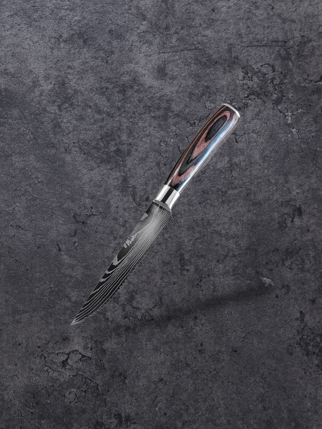 Couteau à Steak | en dents de scie Marbrure bois