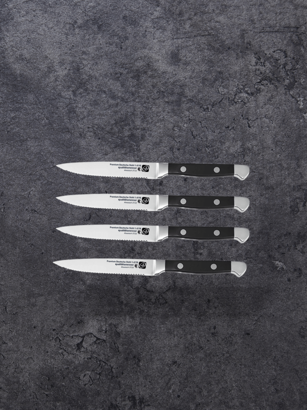 Couteau à Steak manche noir lustré 4 Pcs Set