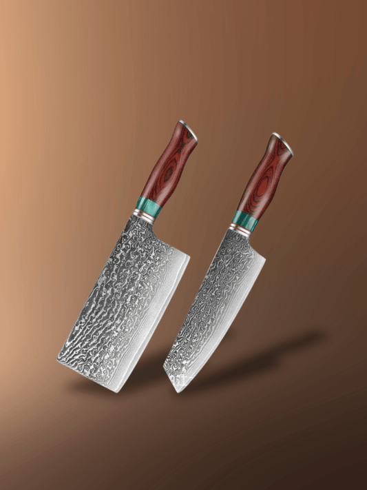 Couteau de Boucher | acier Damas VG10 2 pièces
