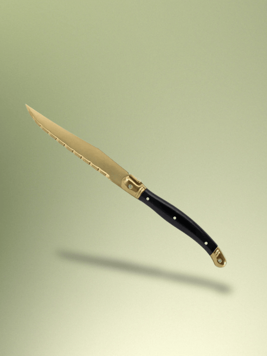 Couteau Laguiole doré et noir 23CM 4-12 pièces 