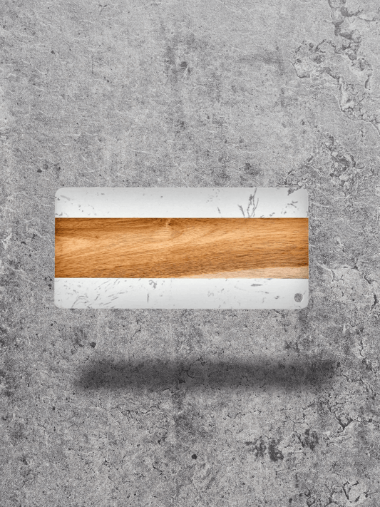 Planche à découper <br> en bois et marbre 35x16.5 cm